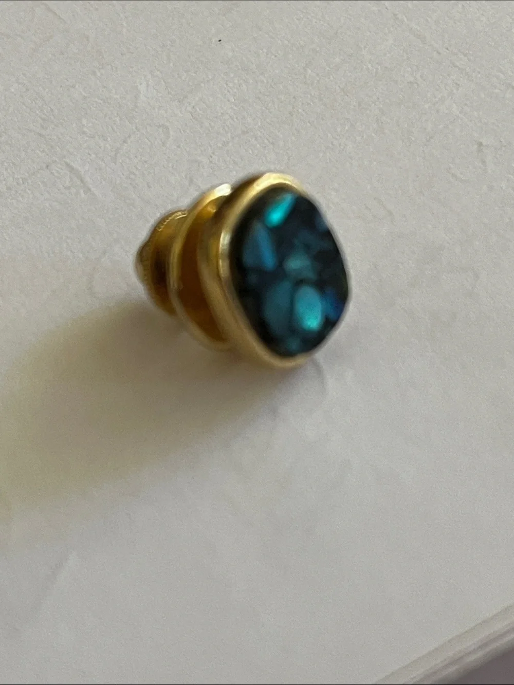 Vintage Paua Shell tie tack goldtone